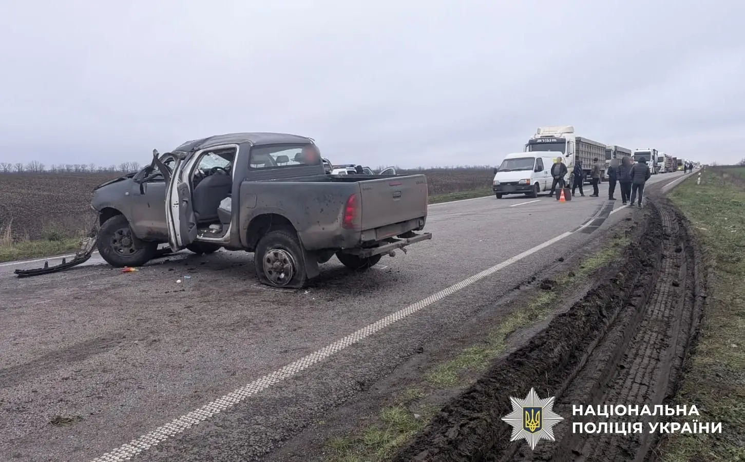 Перекинувся пікап на трасі Н-23: двоє постраждалих поблизу Долинської