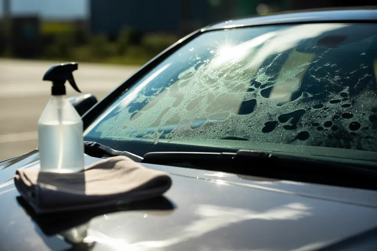 Як прибрати водний камінь з лобового скла автомобіля