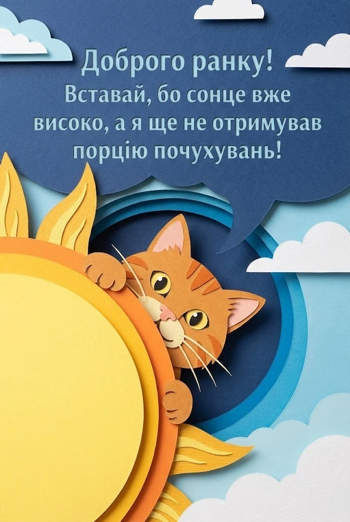 Смішні картинки доброго ранку з котиком та найщиріші побажання для чудового настрою