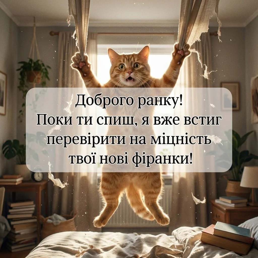 Смішні картинки доброго ранку з котиком та найщиріші побажання для чудового настрою