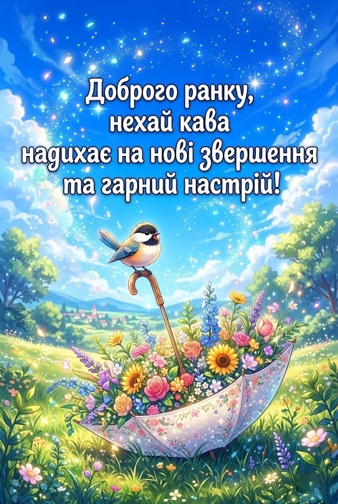 Листівки доброго ранку гарного дня українською для натхнення та щирих усмішок