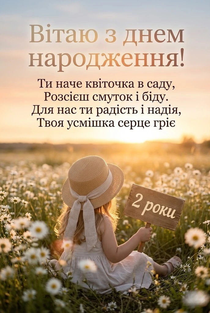 Зворушливі картинки з днем народження дівчинці на 2 роки та вітання