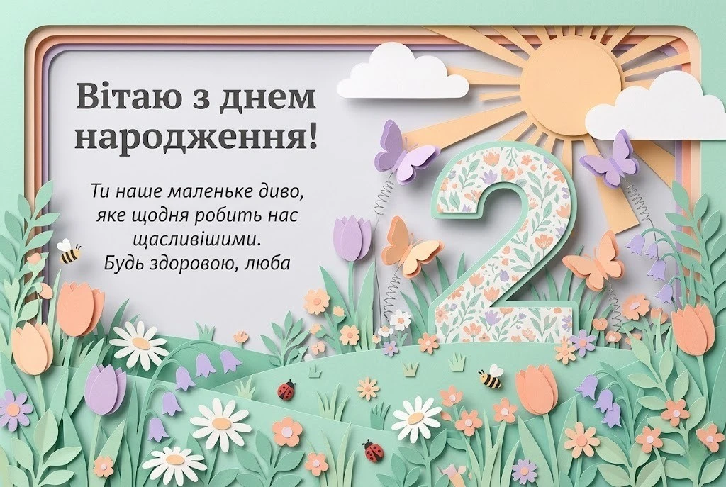 Зворушливі картинки з днем народження дівчинці на 2 роки та вітання