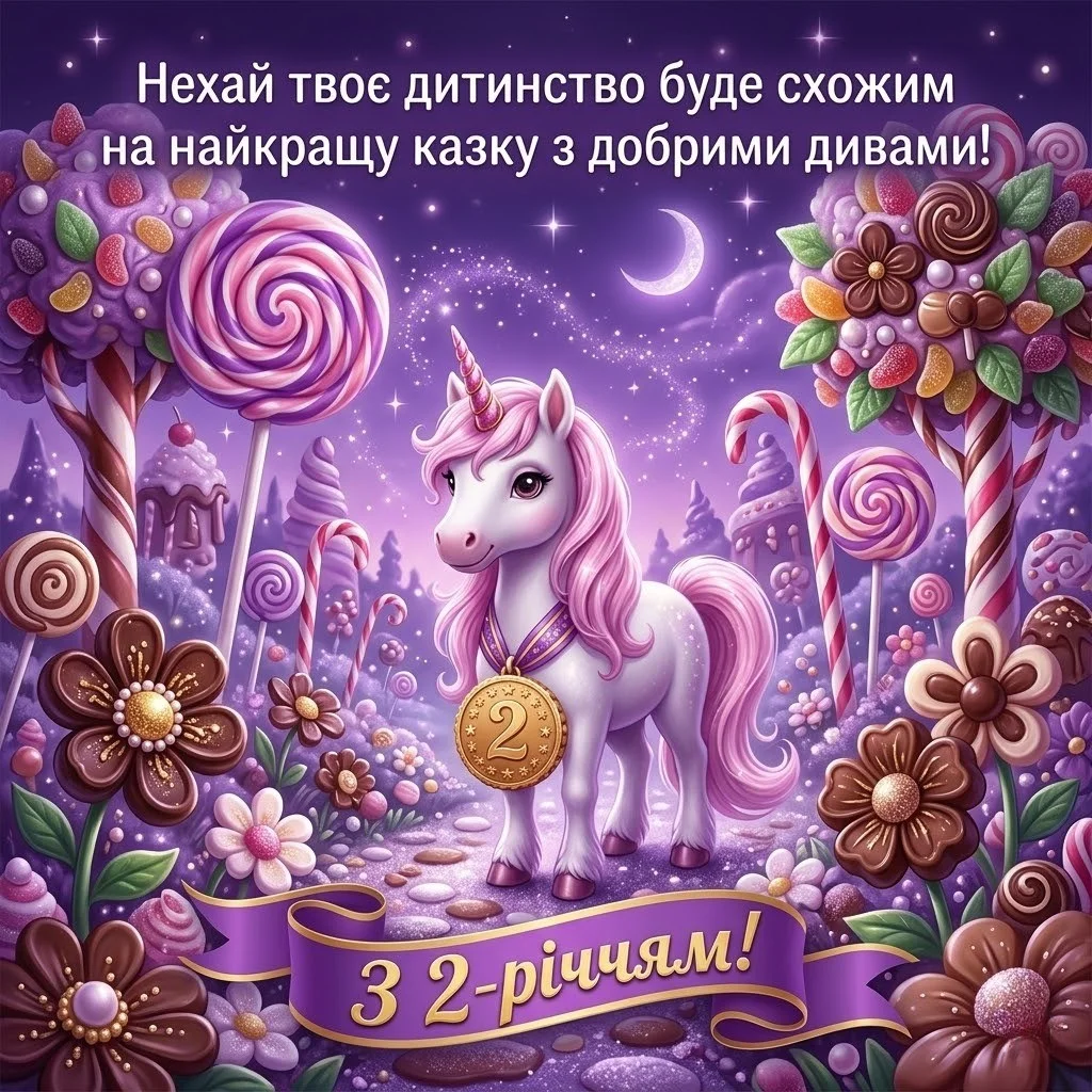 Зворушливі картинки з днем народження дівчинці на 2 роки та вітання