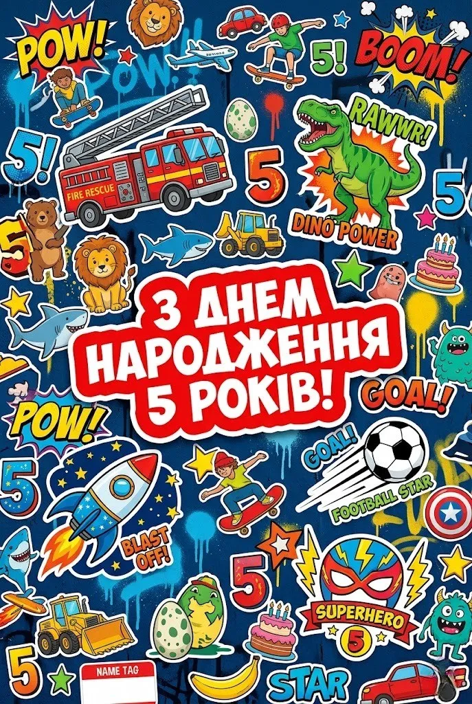 Найкраща картинка з днем народження для хлопчика на 5 років
