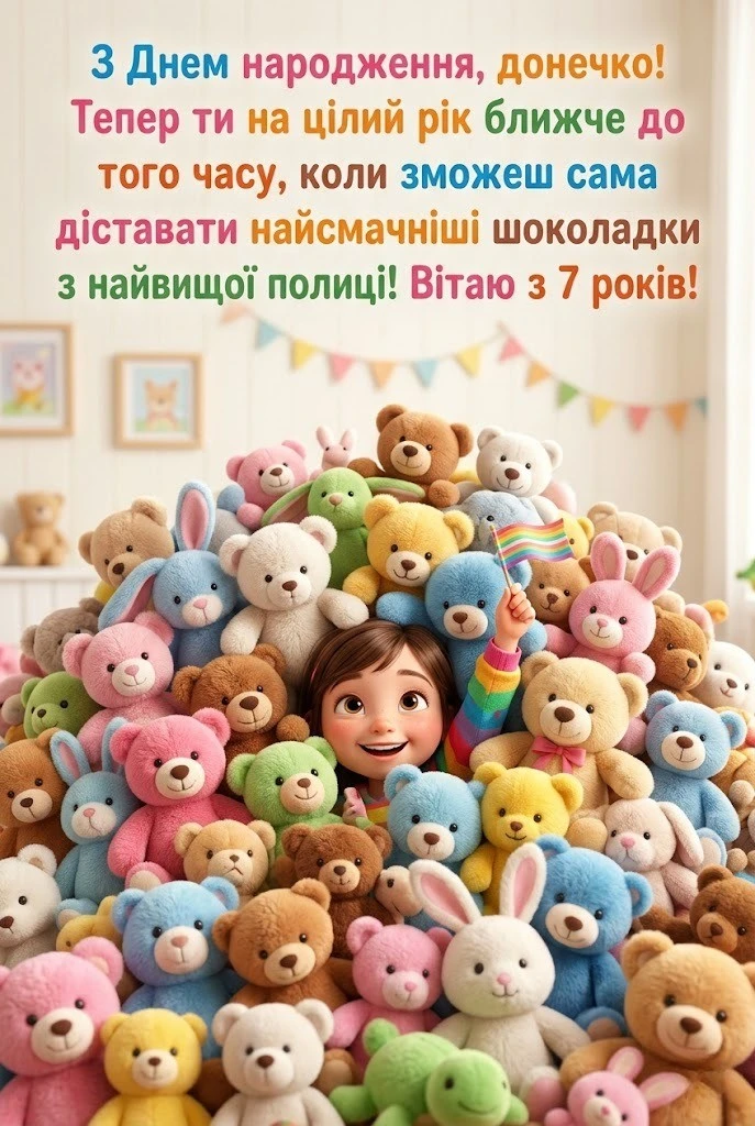 З 7-річчям, люба доню! Найтепліші побажання для маленької школярки