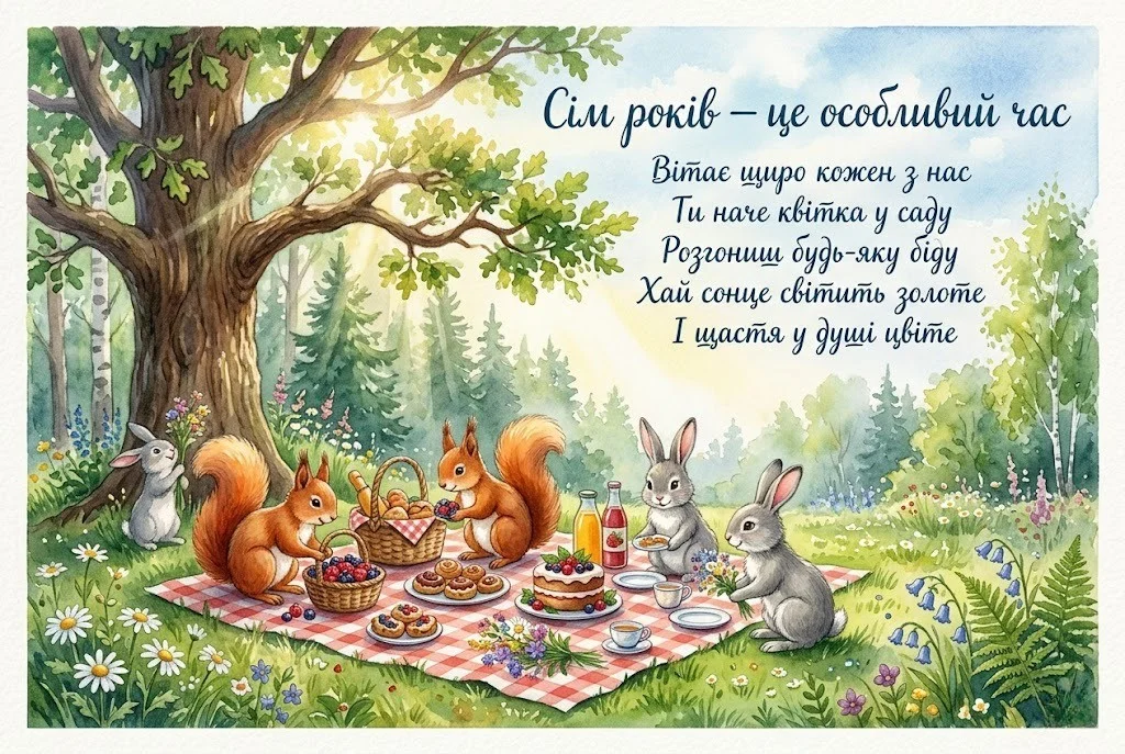 З 7-річчям, люба доню! Найтепліші побажання для маленької школярки