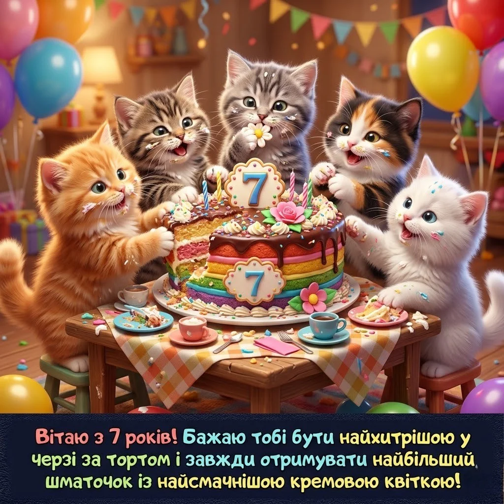 З 7-річчям, люба доню! Найтепліші побажання для маленької школярки