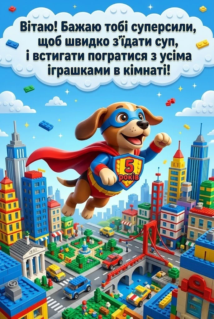 Привітання з першим ювілеєм: з днем народження дитині на 5 років