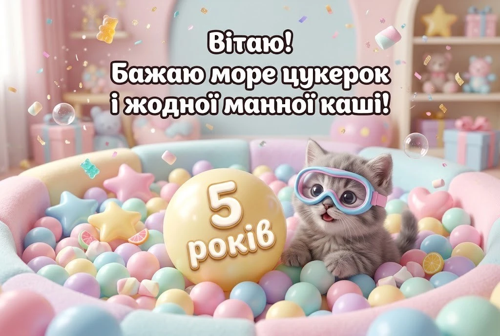 Привітання з першим ювілеєм: з днем народження дитині на 5 років