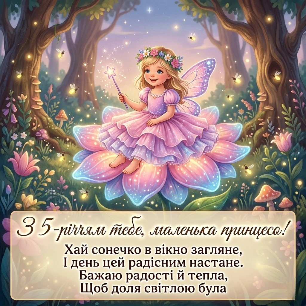 Привітання з першим ювілеєм: з днем народження дитині на 5 років