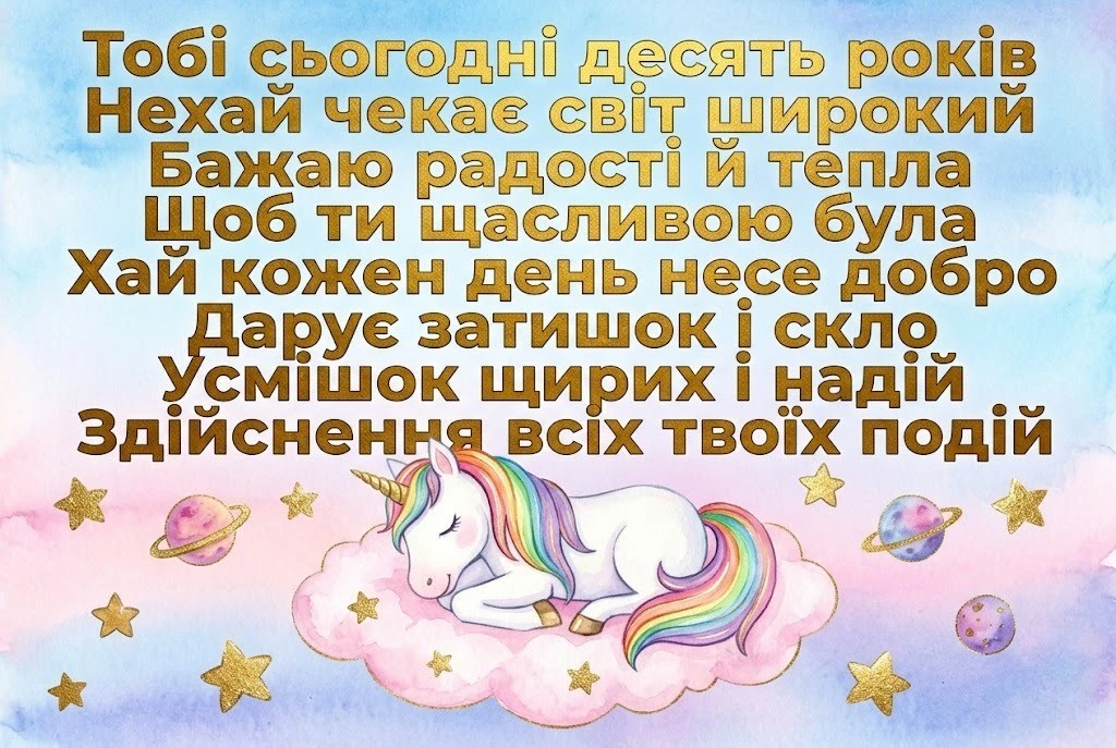 Десять років — перший ювілей: надихаючі побажання для маленької леді
