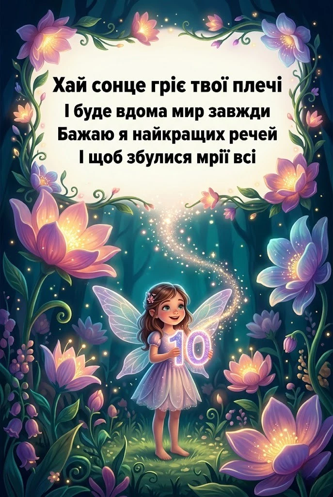Десять років — перший ювілей: надихаючі побажання для маленької леді