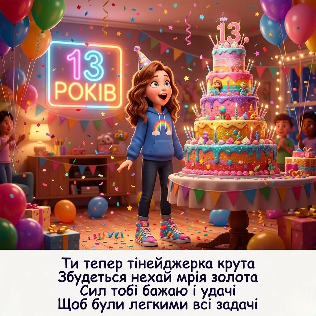 Зворушливі привітання для донечки та подруги на 13 років