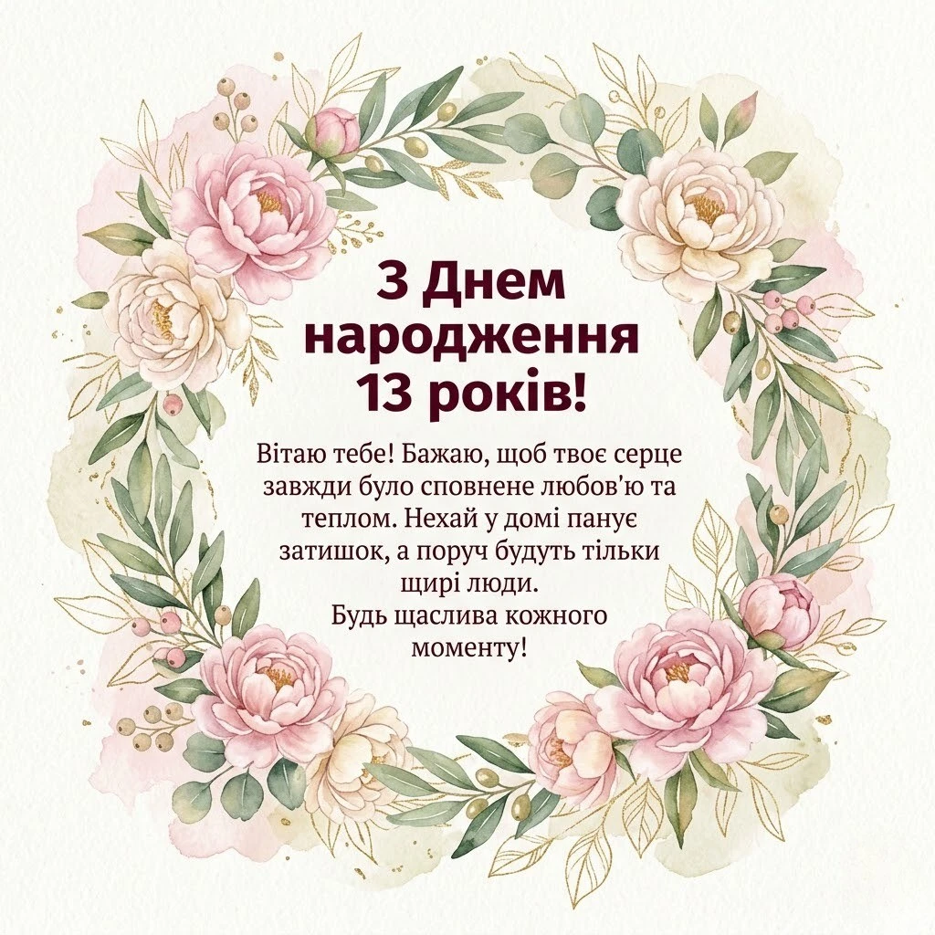Зворушливі привітання для донечки та подруги на 13 років