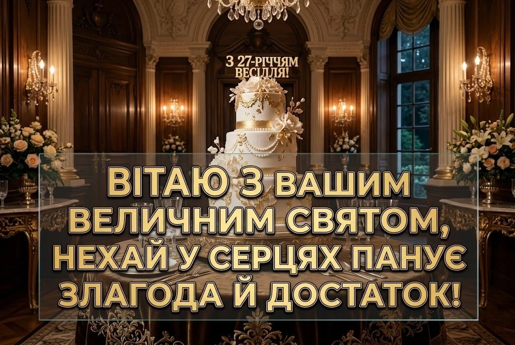 Картинки з річницею весілля 27 років: оригінальні вітання для всієї родини