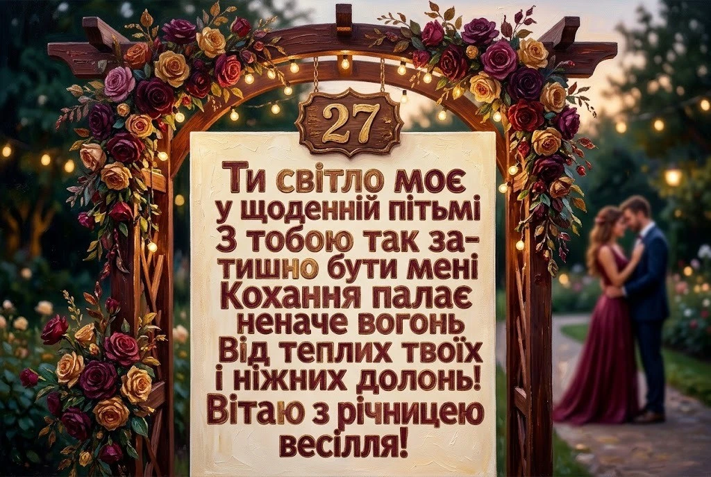 Картинки з річницею весілля 27 років: оригінальні вітання для всієї родини