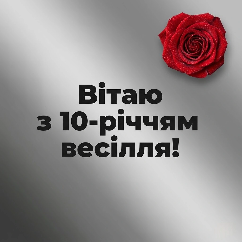 10 років разом: найтепліші привітання з олов’яним весіллям своїми словами