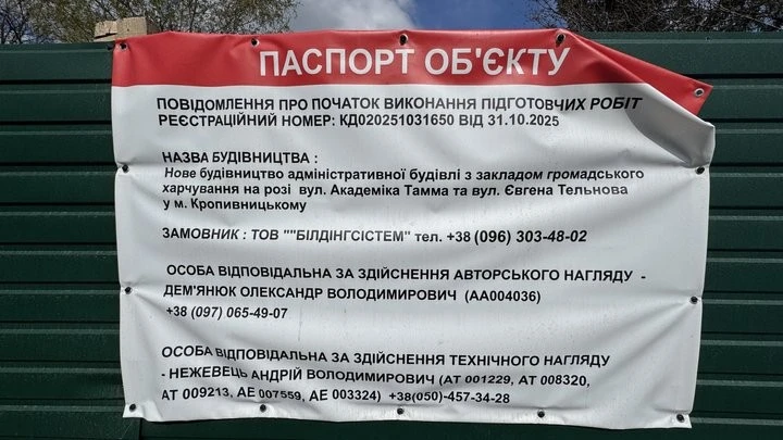 Сквер Слави у Кропивницькому обнесли парканом: що будують на зеленій зоні та хто за цим стоїть