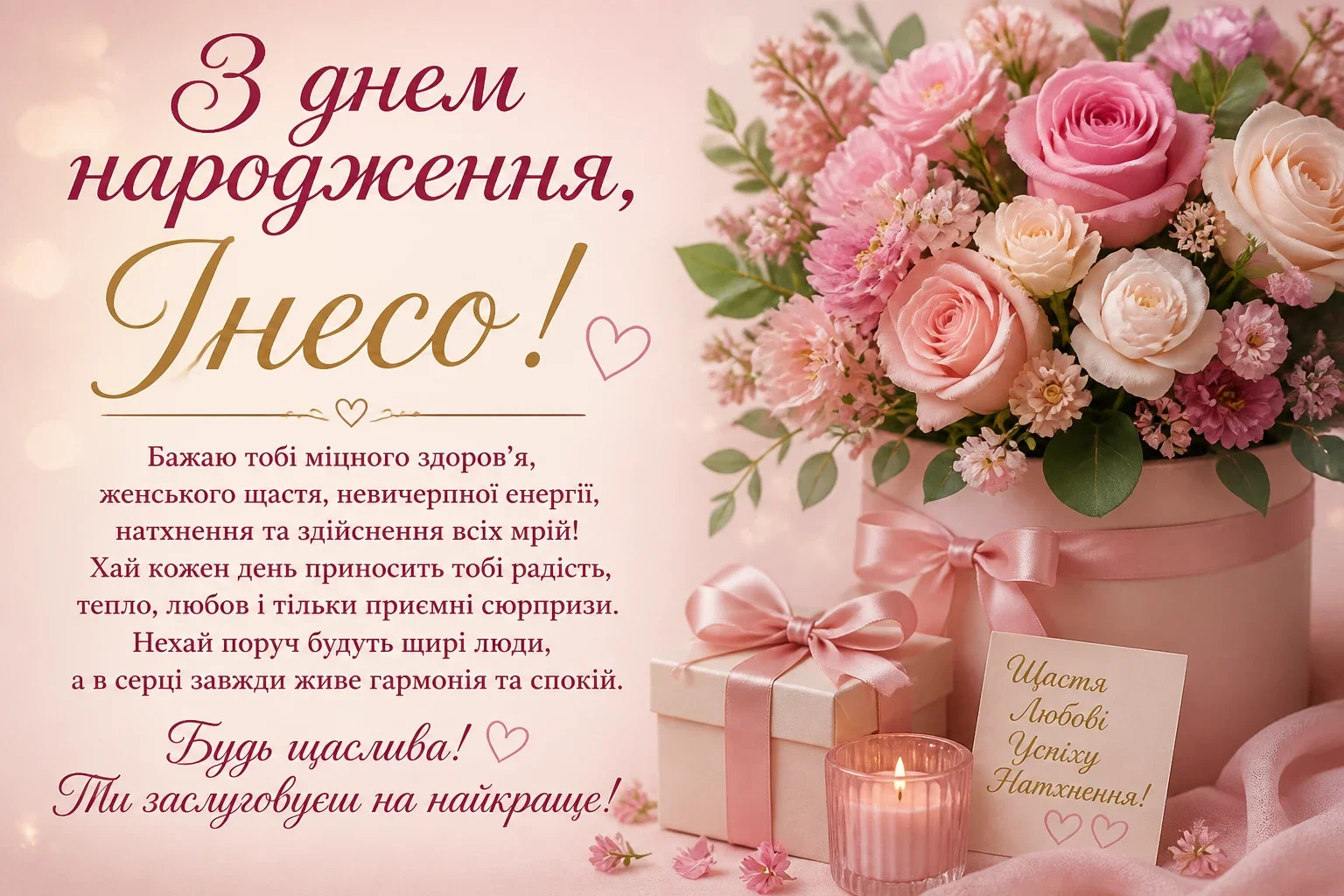 Привітання з днем народження для Інеси