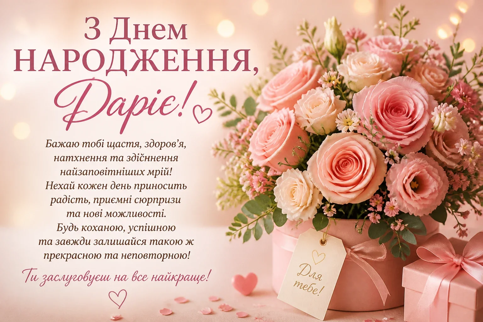Привітання з днем народження для Дарії