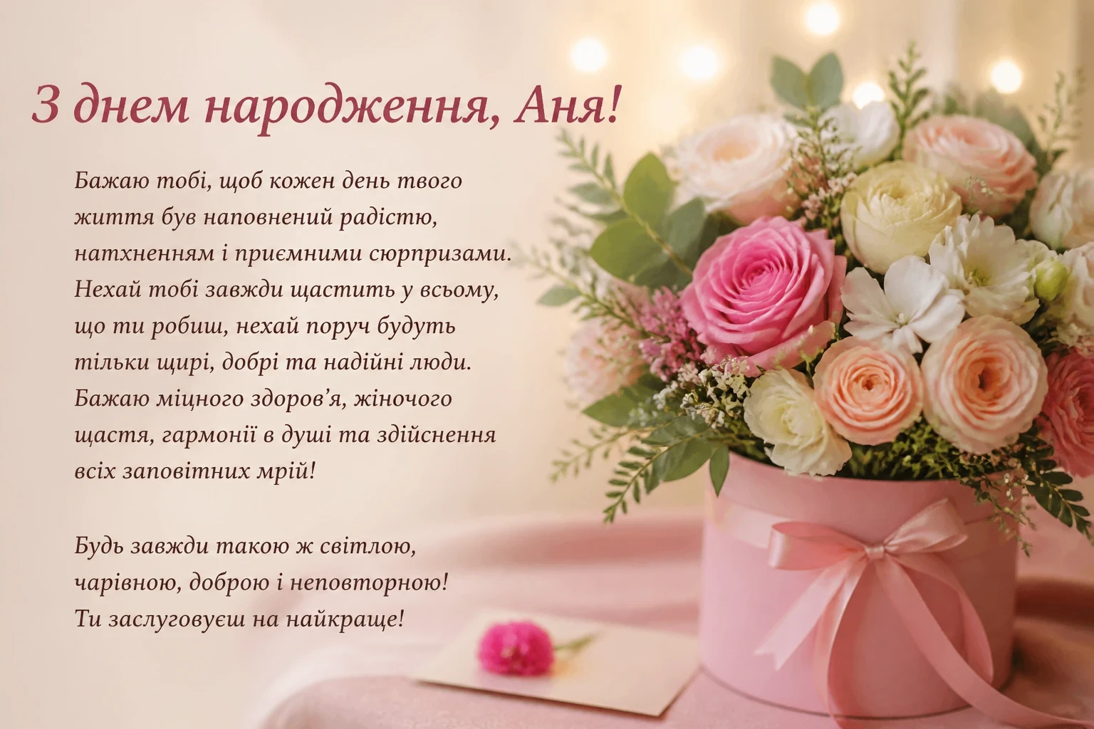 Привітання з днем народження для Ані в прозі