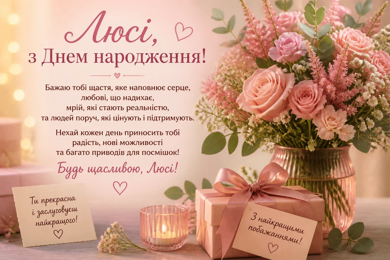 Привітання для Люсі з днем народження
