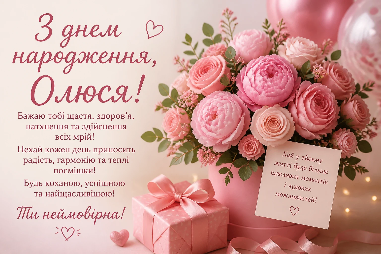 Привітання з днем народження для Олюсі