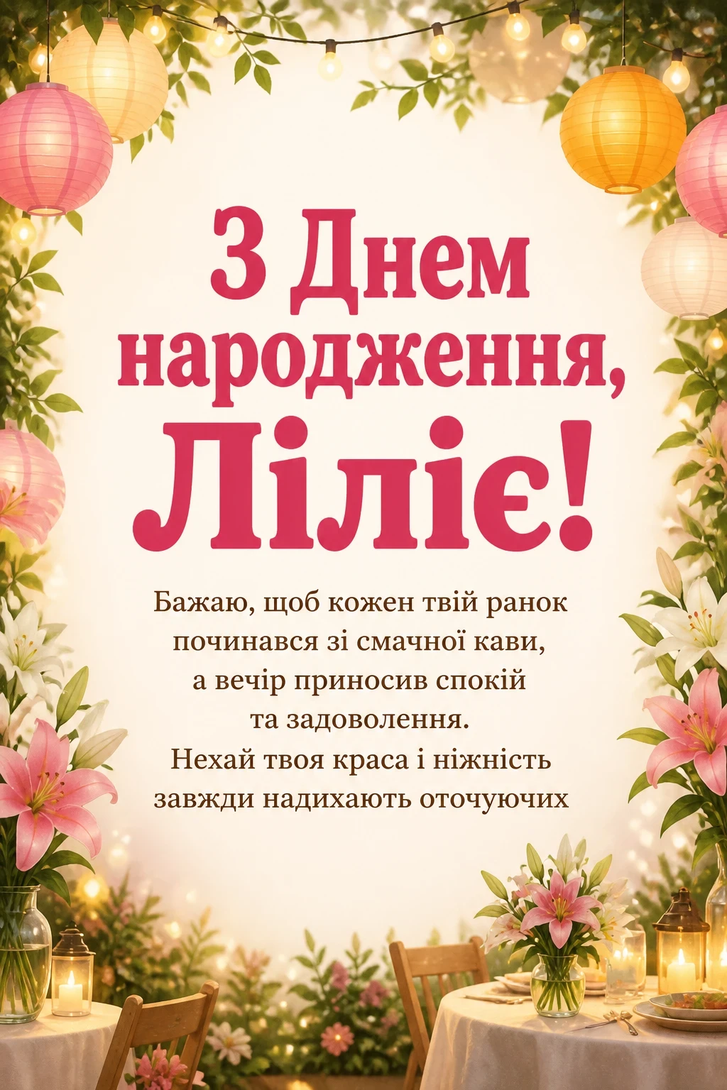 з днем народження лілія, в прозі