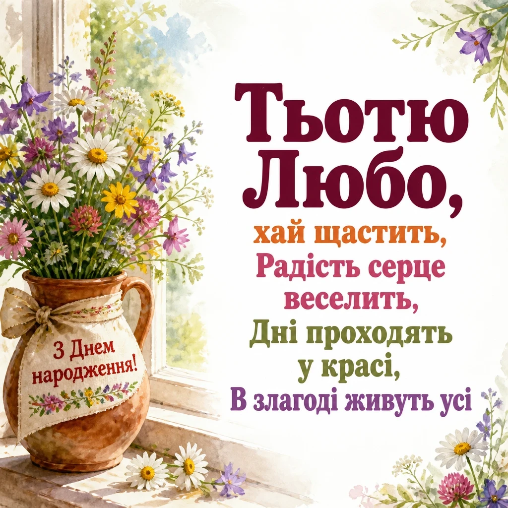 з днем народження тьотя люба