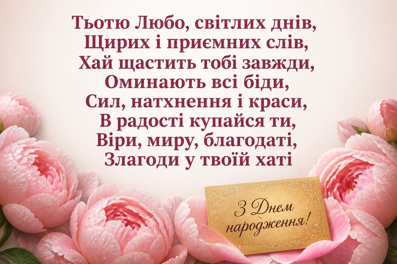 з днем народження тьотя люба
