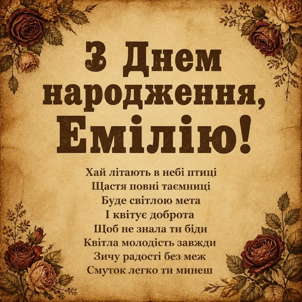 з днем народження емілія