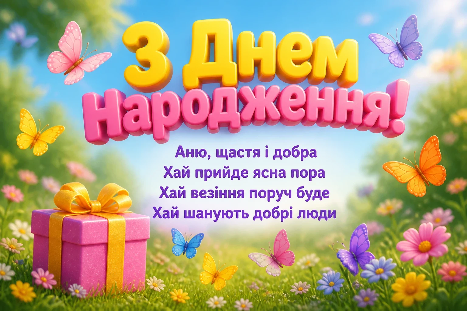 з днем народження, аня в прозі