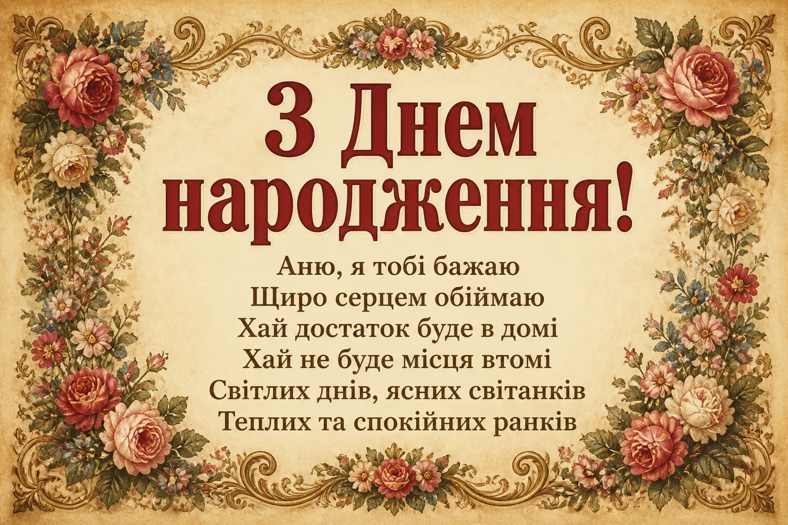 з днем народження, аня в прозі