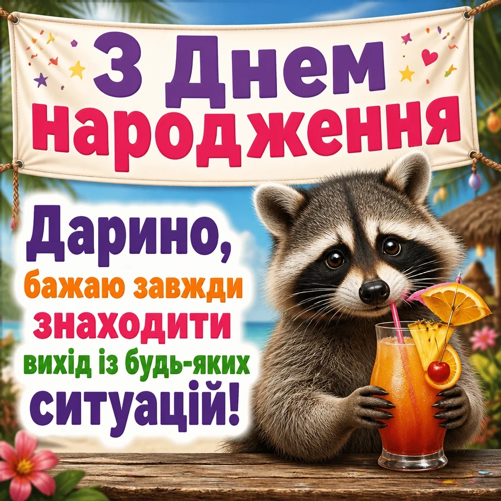 листівка з днем народження, дарина
