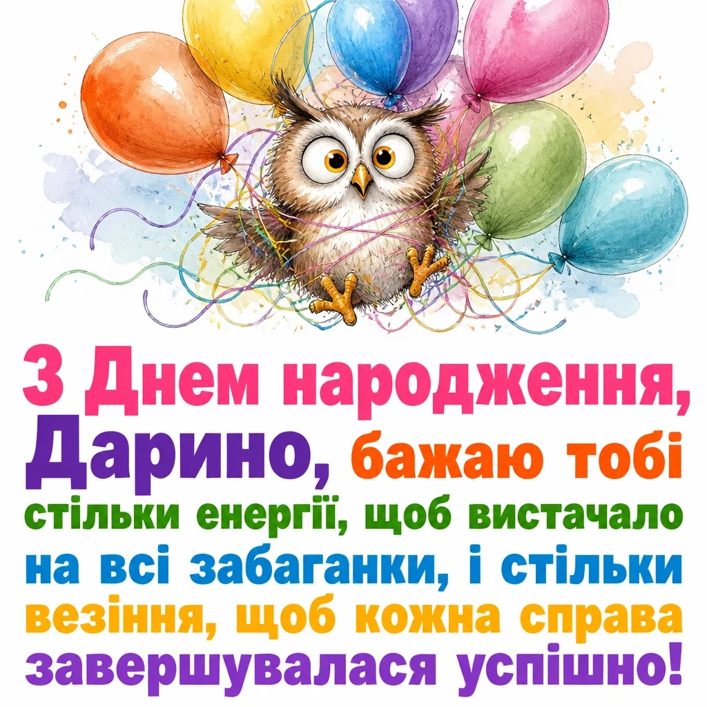 листівка з днем народження, дарина