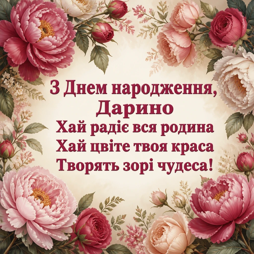 листівка з днем народження, дарина