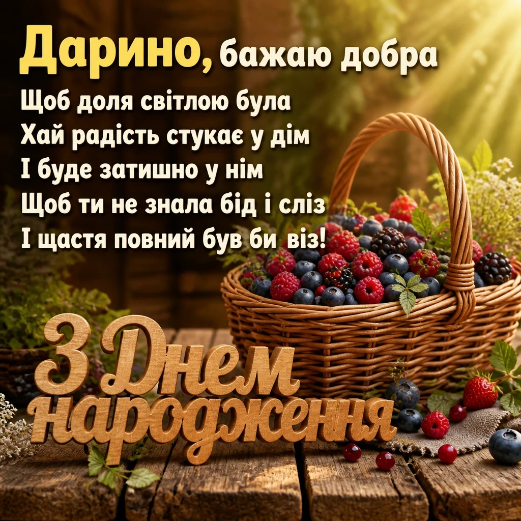 листівка з днем народження, дарина