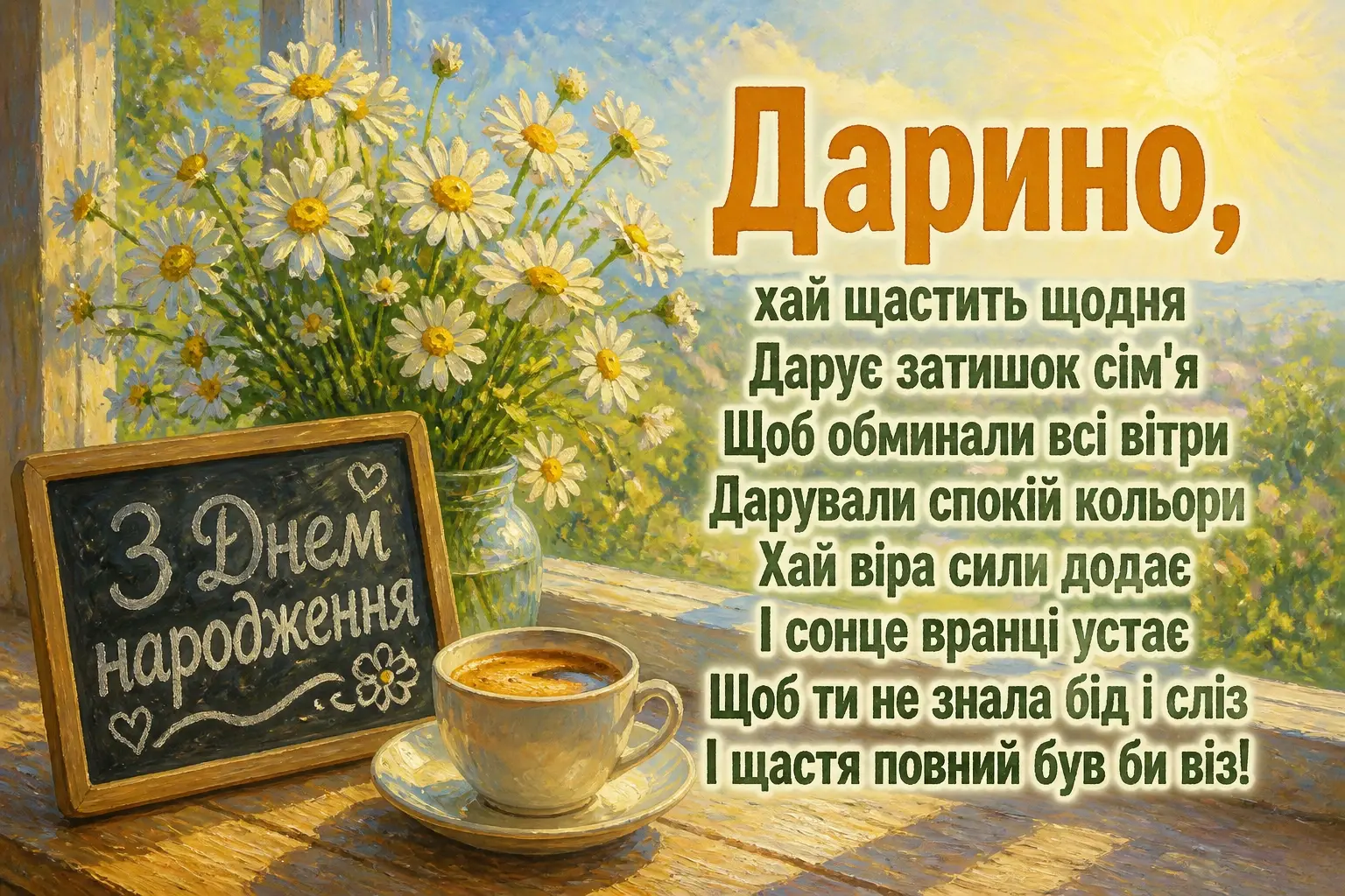 листівка з днем народження, дарина