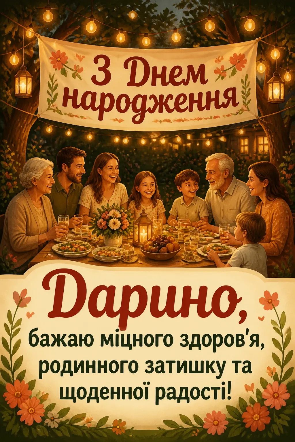 листівка з днем народження, дарина