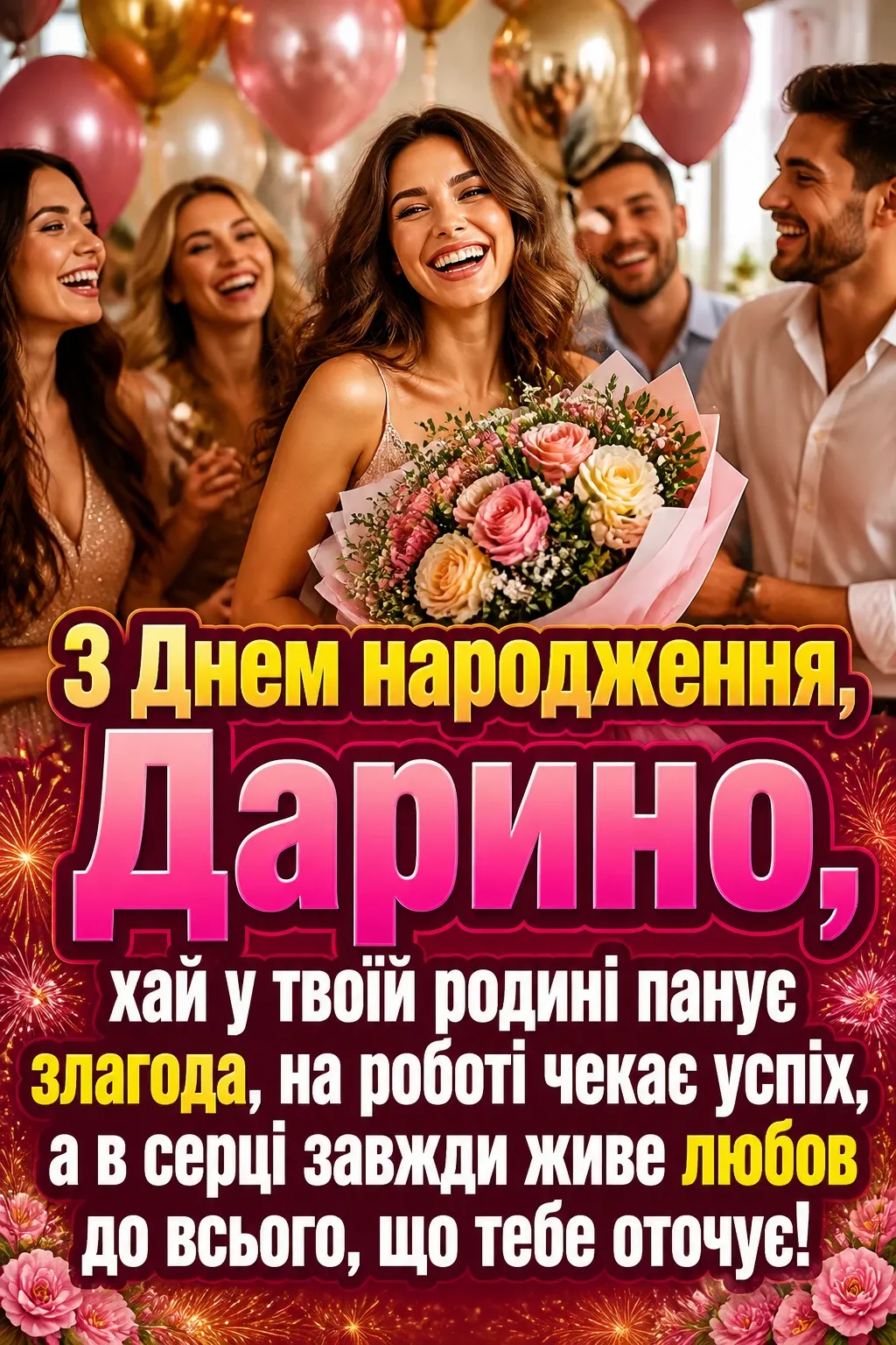 листівка з днем народження, дарина